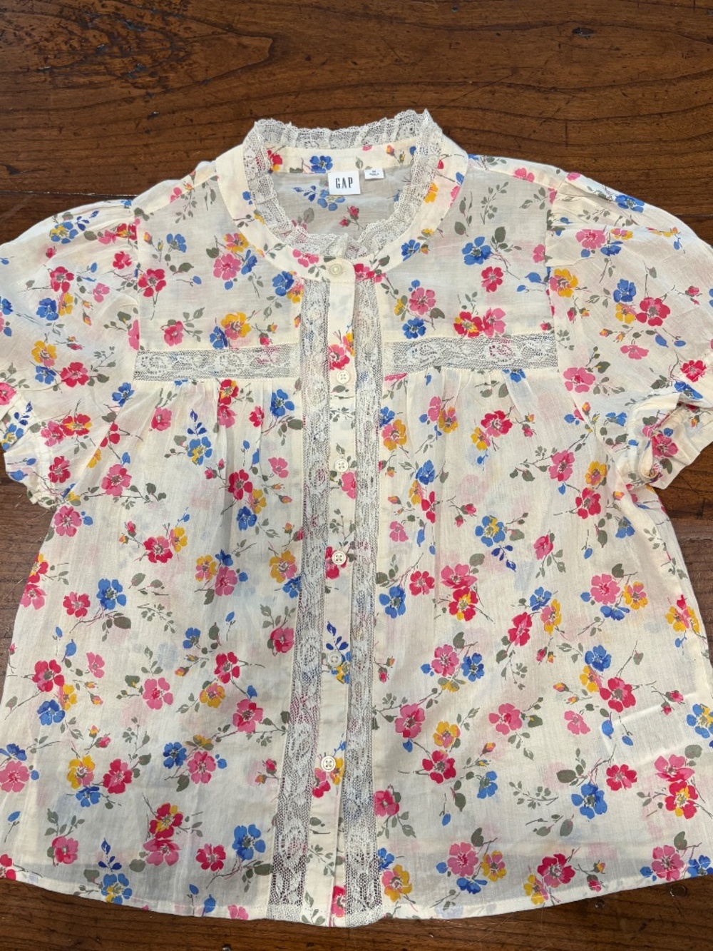 Gap Floral Cotton Blouse Size M EUC